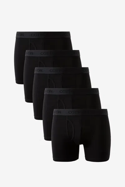 Cotton On 5 Pack Mens Organic Cotton Boxer Brief In Black