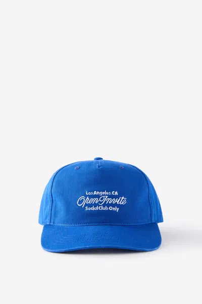 Cotton On 5 Panel Hat In Blue/open Invite