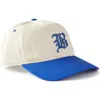Cotton On 5 Panel Hat In Bone Royal Blue Brooklyn