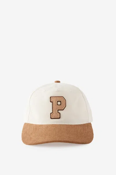 Cotton On 5 Panel Hat In Bone/brown/p