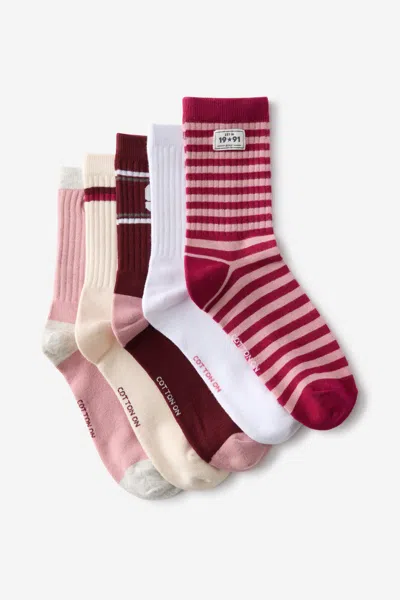 Cotton On 5pk Crew Sock In Multi