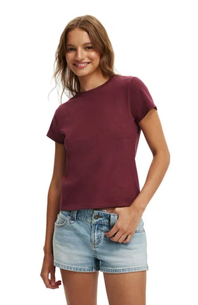 Cotton On 90 S Baby Tee In Burgundy
