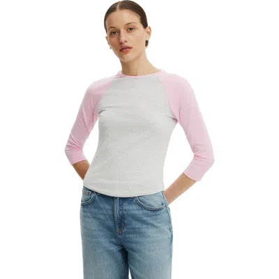 Cotton On 90s Baby Raglan 3/4 Tee In White