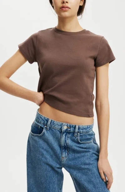 Cotton On 90s Baby Tee In Dark Truffle