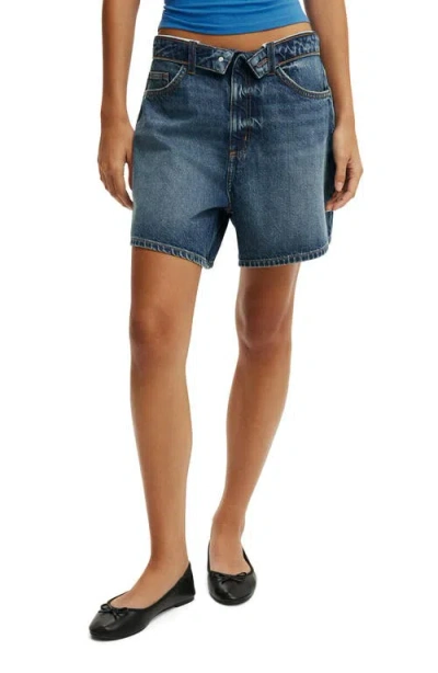 Cotton On '90s High Waisr Denim Shorts In Blue