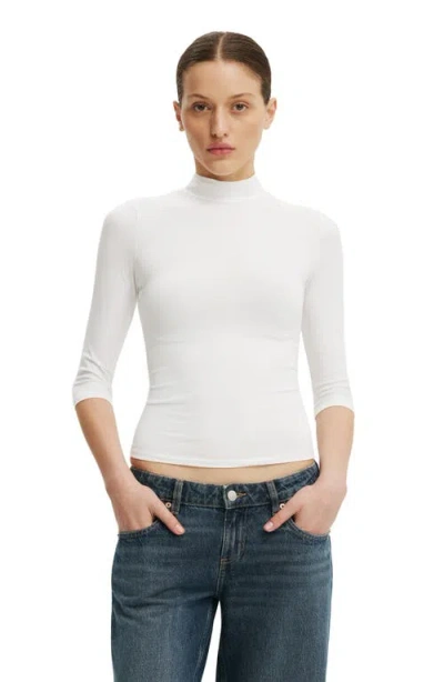 Cotton On 90s Mock Neck 3/4 Sleeve In White