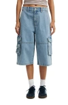 Cotton On 91 Baggy Denim Jort In Cleanwater Blue Cargo