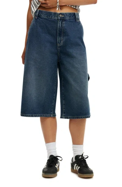 Cotton On 91 Baggy Denim Jort In Deepwater Blue Carpenter