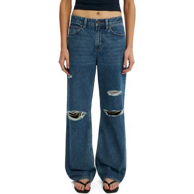 Cotton On 91 High Waist Straight Leg Jeans In Blue