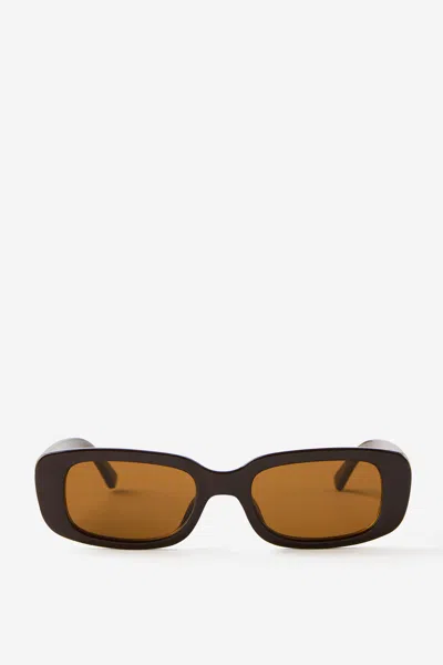 Cotton On Abby Rectangle Sunglasses In Brown