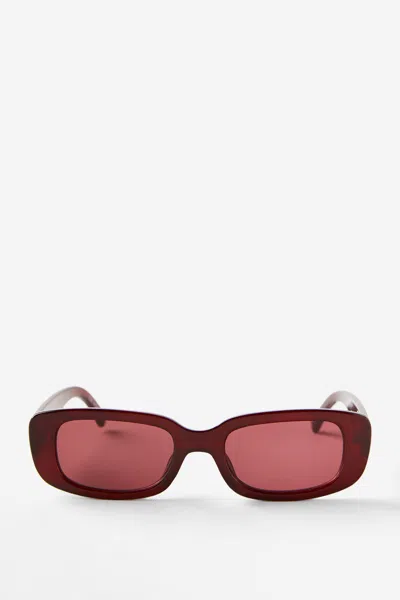 Cotton On Abby Rectangle Sunglasses In Red