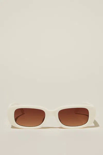 Cotton On Abby Rectangle Sunglasses In Ivory