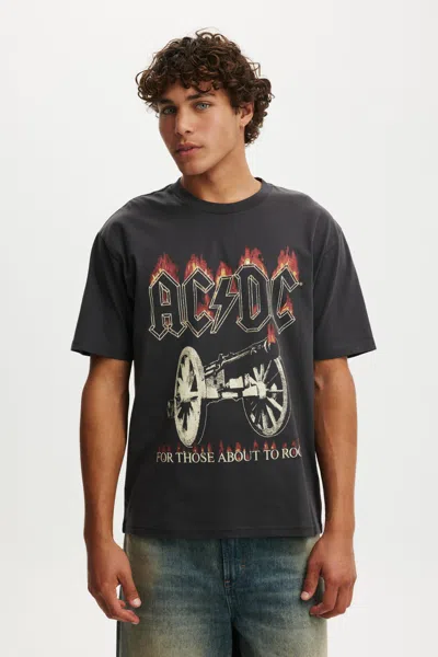 Cotton On Acdc Music Loose Fit T-shirt In Gray