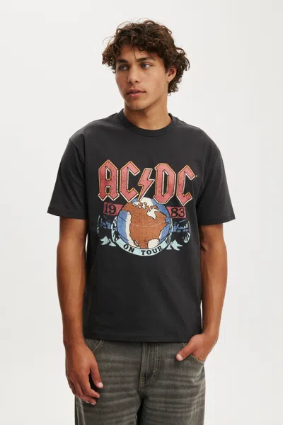 Cotton On Acdc Music Loose Fit T-shirt In Black