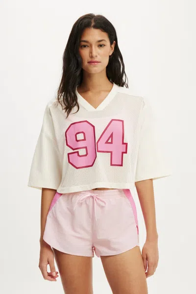 Cotton On Active Mesh Cropped Graphic Tee In White
