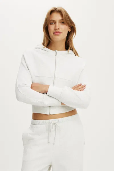 Cotton On Active Raglan Zip Through Hoodie In Light Grey Marle