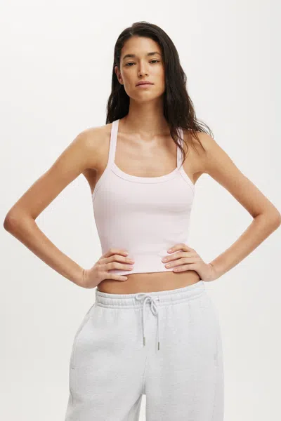 Cotton On Active Rib T-bar Cropped Tank In Cherry Dream