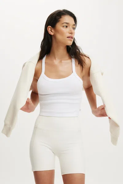 Cotton On Active Rib T-bar Cropped Tank In White