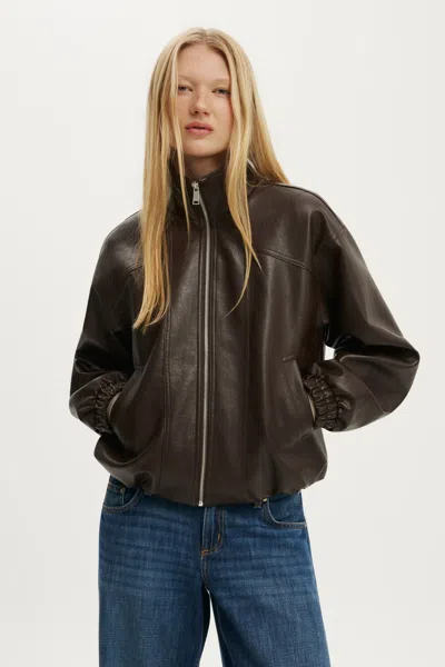 Cotton On Ada Funnel Neck Bomber In Cocoa Bark