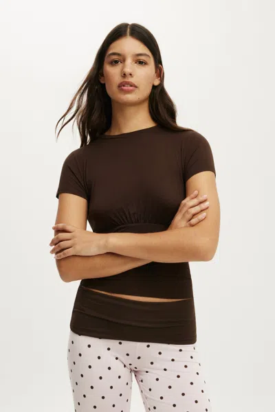 Cotton On Airy Soft Basque T-shirt In Smooth Toffee Bean
