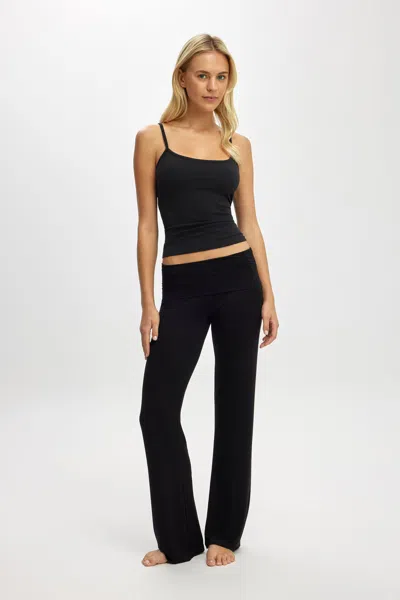 Cotton On Airy Soft Roll Waist Pant In Smooth Black
