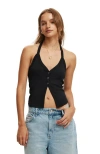 Cotton On Alexa Button Front Halter In Black