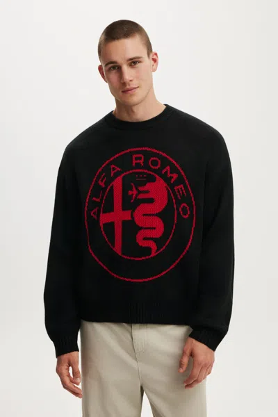 Cotton On Alfa Romeo Box Fit Crew Knit In Black