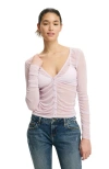Cotton On Alix Mesh Button Through Long Sleeve In Pink