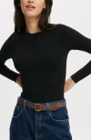 Cotton On All Day Crew Long Sleeve In Black