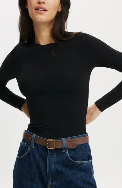 Cotton On All Day Crew Long Sleeve In Black
