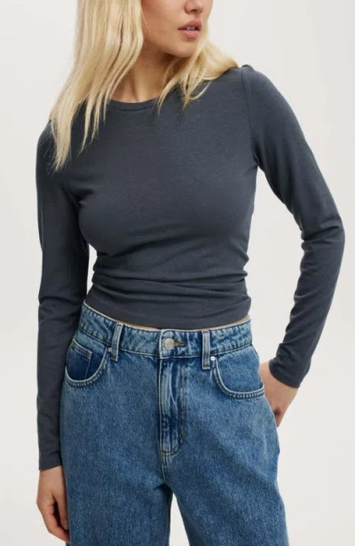 Cotton On All Day Crew Long Sleeve In Blue Slate