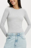 Cotton On All Day Crew Long Sleeve In Grey Marle