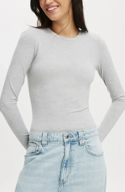 Cotton On All Day Crew Long Sleeve In Grey Marle