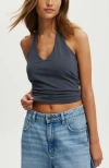 Cotton On All Day V Neck Halter In Blue Slate