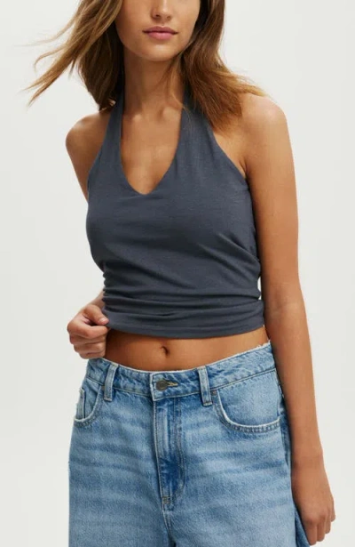 Cotton On All Day V Neck Halter In Blue Slate