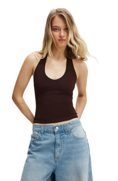 Cotton On All Day V Neck Halter In Brown