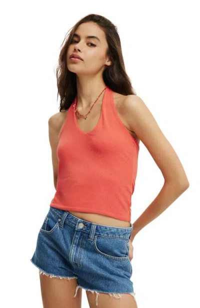 Cotton On All Day V Neck Halter In Coral Crush
