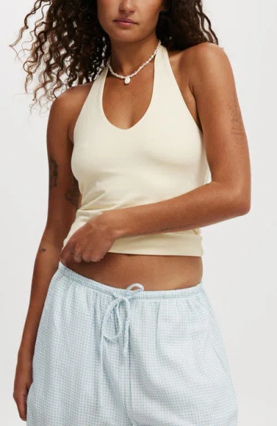 Cotton On All Day V Neck Halter In Lemon Icing