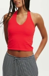 Cotton On All Day V Neck Halter In Scarlet Red