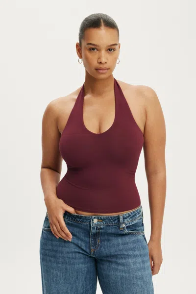 Cotton On All Day V Neck Halter In Sour Cherry