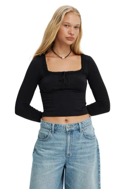 Cotton On Annie Lace Tie Long Sleeve In Black