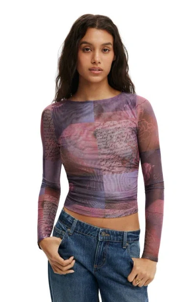 Cotton On Ashley Mesh Long Sleeve Top In Multi