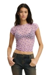 Cotton On Ashley Mesh Short Sleeve Top In Purple