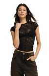 Cotton On Ashley Mesh Short Sleeve Top In Black