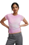 Cotton On Ashley Mesh Short Sleeve Top In Pink