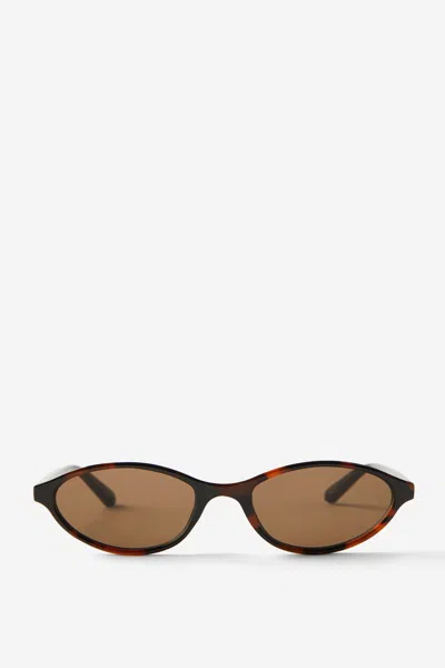 Cotton On Ashlyn Slim Line Sunglasses In Deep Tort