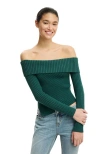 Cotton On Asym Rib Off Shoulder Knit In Green