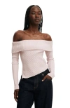 Cotton On Asym Rib Off Shoulder Knit In Pink