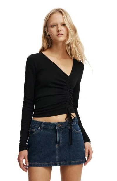 Cotton On Asymmetric Ruched Knit In Black