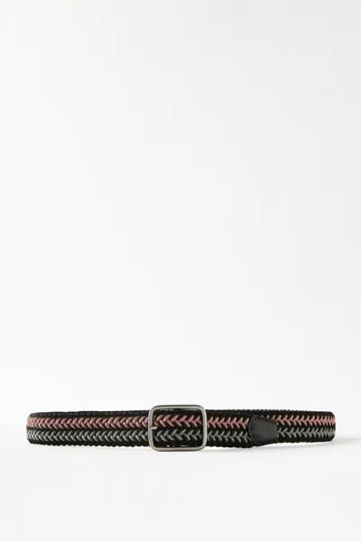 Cotton On Avenue Braided Belt In Black/dusty Pink/lt Grey/burnished Silver